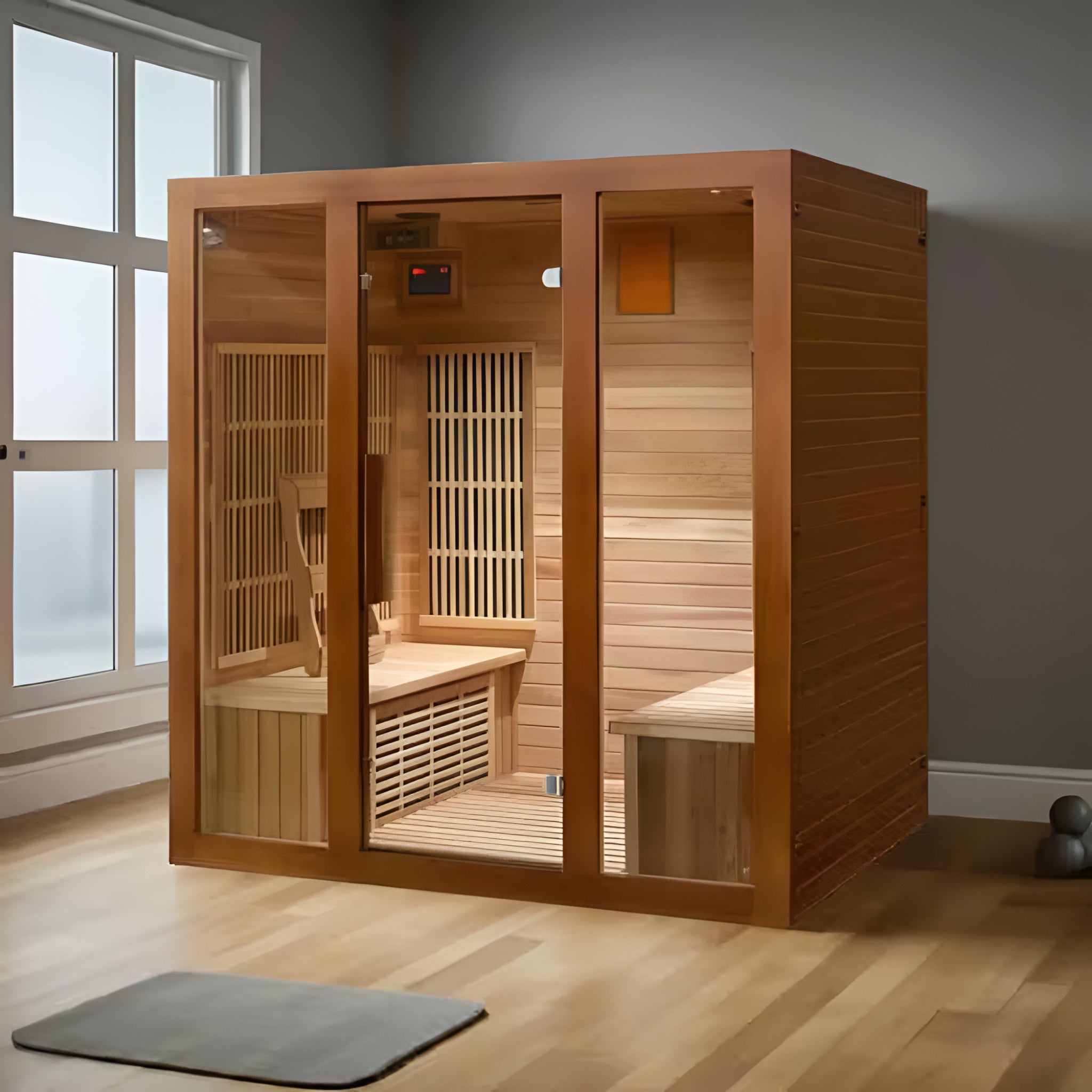 Roslyn 4-Person FAR Infrared Sauna – Canadian Red Cedar with Side-by-Side Seating