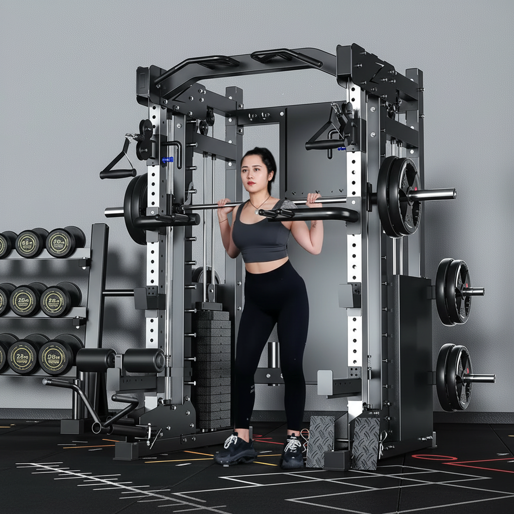 Home Gym Smith Machine with Cable Crossover – Heavy-Duty Strength Training System