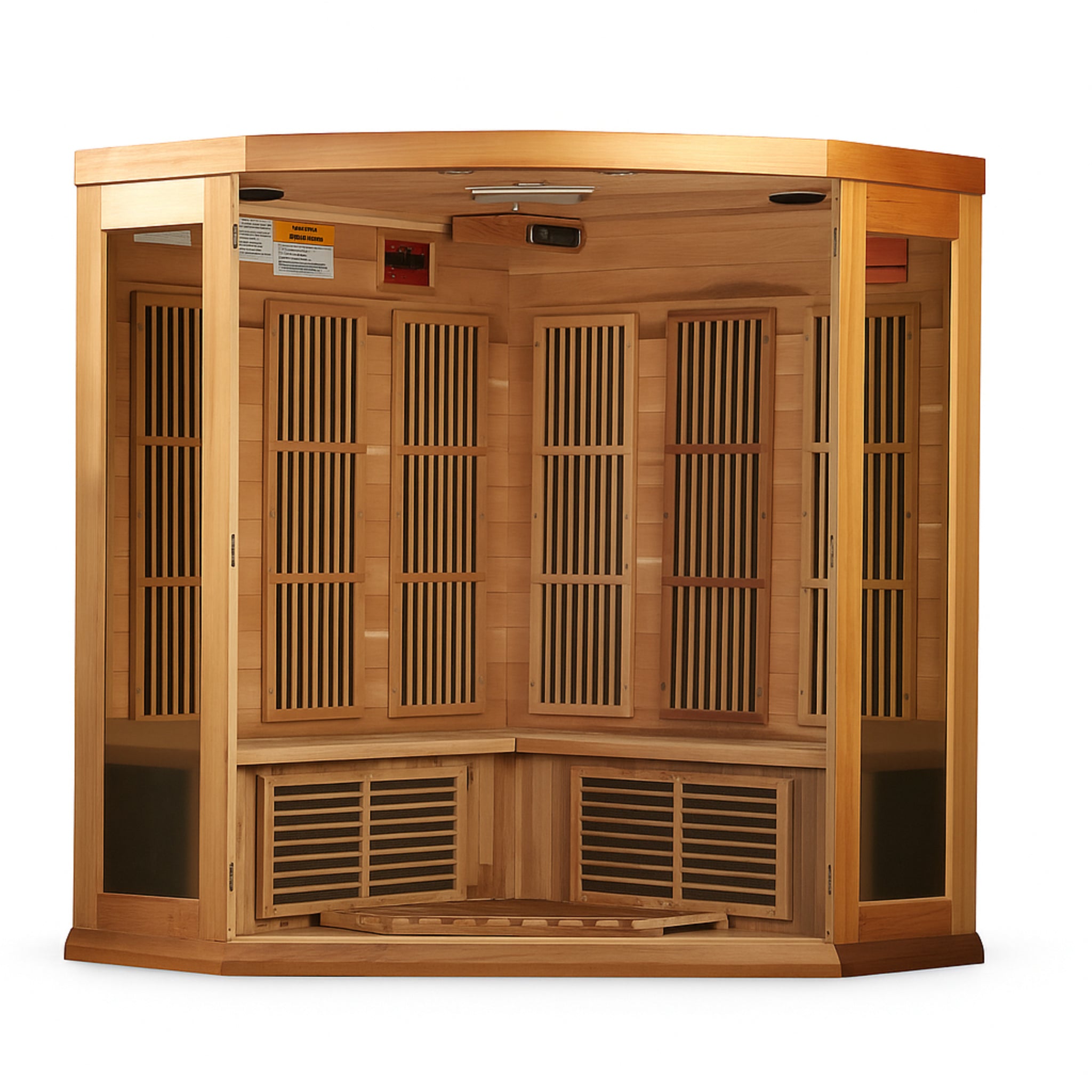 3-Person FAR Infrared Sauna – Canadian Red Cedar Indoor Corner Design