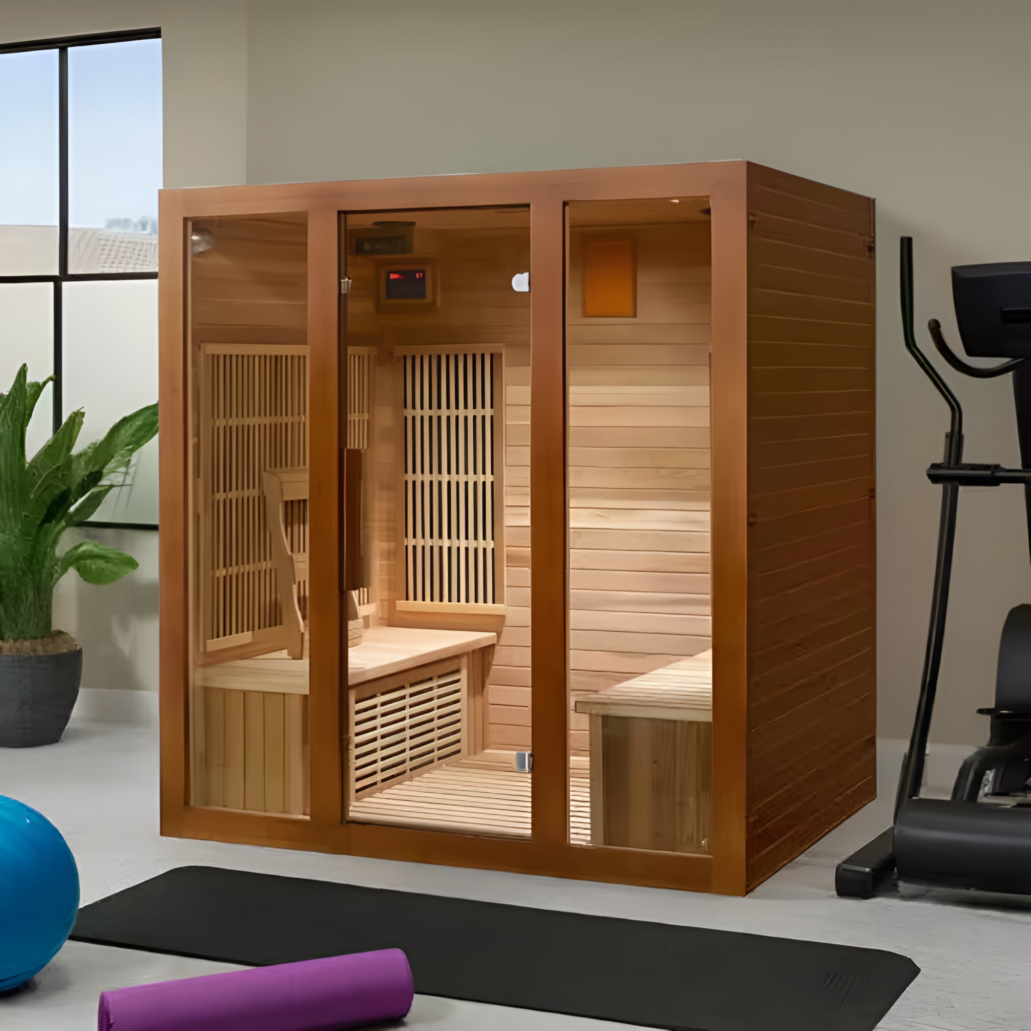 Roslyn 4-Person FAR Infrared Sauna – Canadian Red Cedar with Side-by-Side Seating