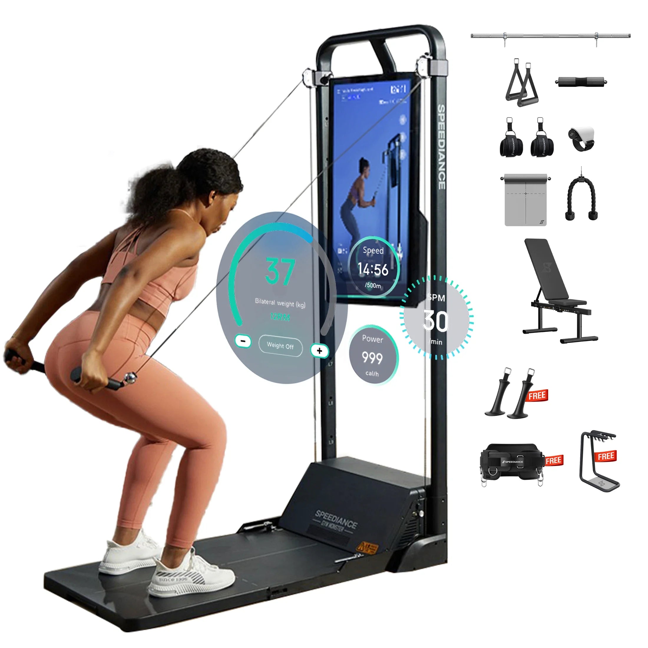 AI Smart Home Gym, Máquina De Entrenamiento Digital Todo En Uno Para Pesas Para Sentadillas, Fuerza, Cardio, HIIT