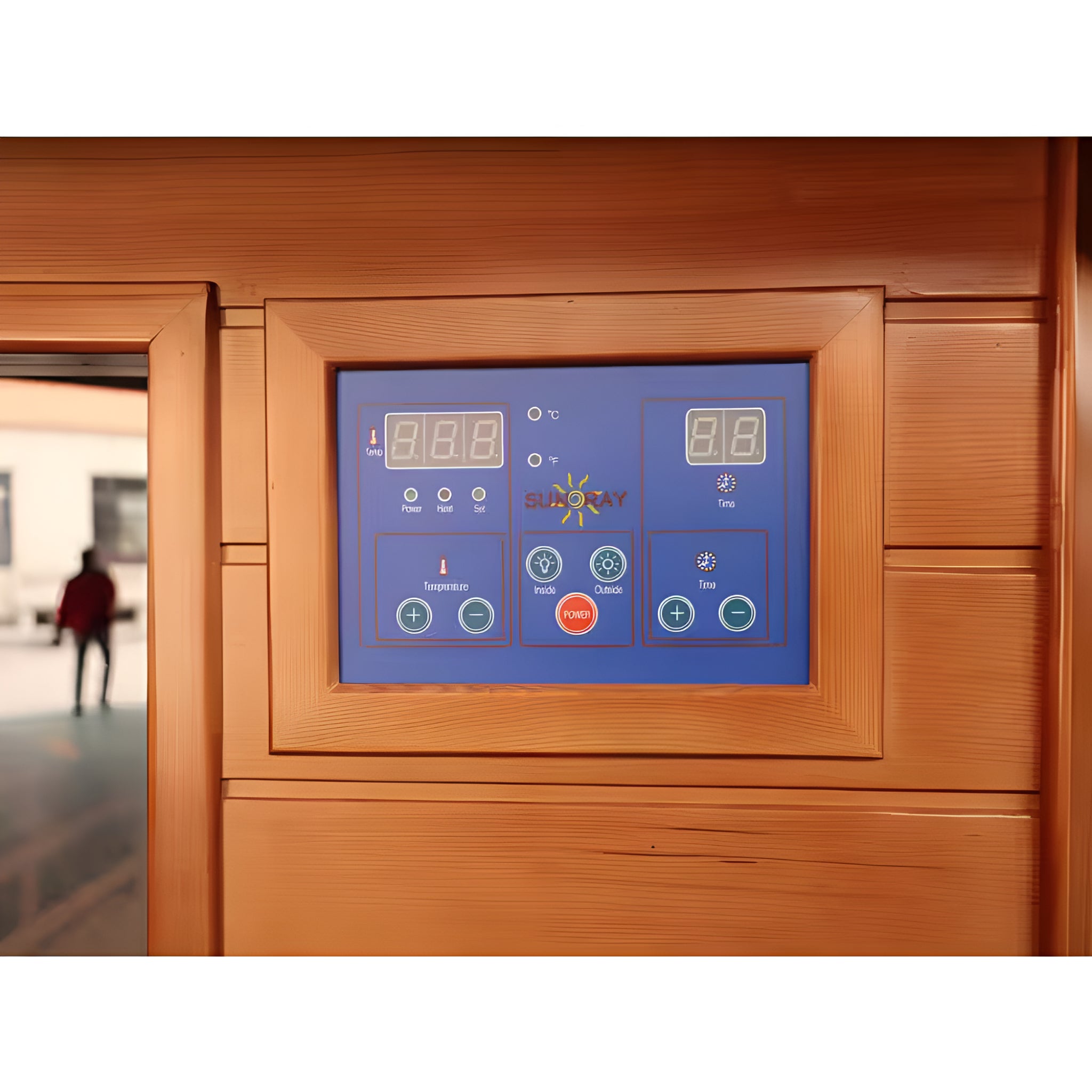 4-Person Corner FAR Infrared Sauna – Canadian Red Cedar with 10 Carbon Heaters