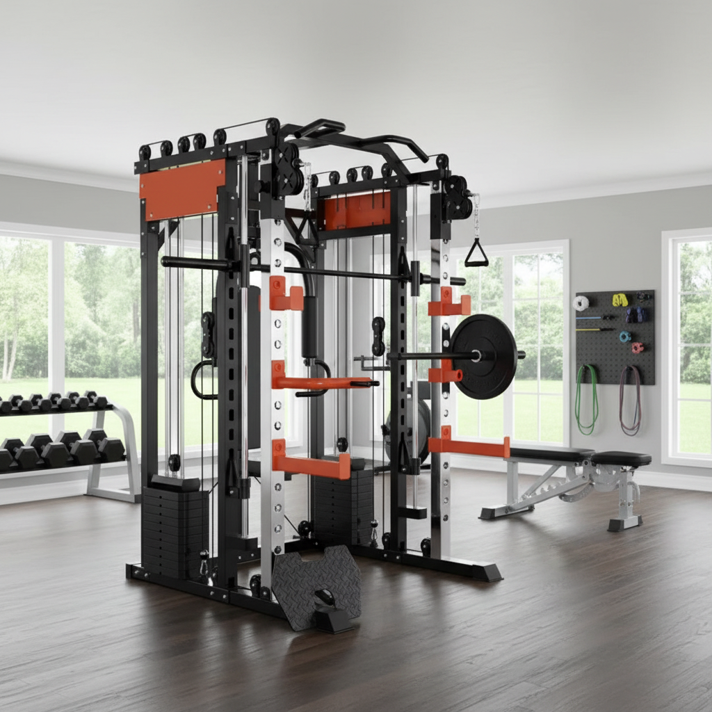 Home Gym Smith Machine with Cable Crossover – Heavy-Duty Strength Training System